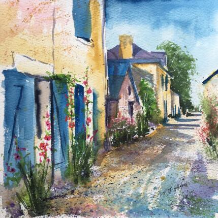 Painting Angers doutre ruelle fleurie by Hoffmann Elisabeth | Painting Figurative Watercolor Urban