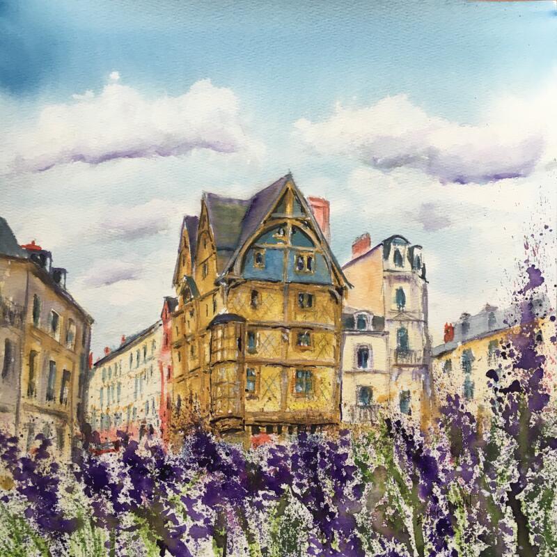 Peinture Angers maison d'Adam ambiance romantique par Hoffmann Elisabeth | Tableau Figuratif Urbain Aquarelle
