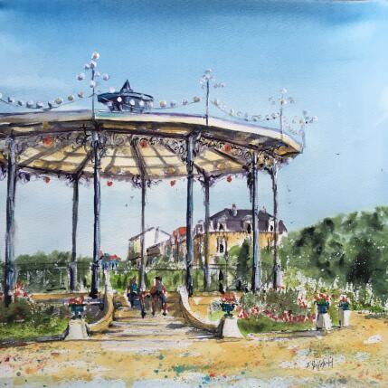 Painting Angers jardin du mail, le kiosque by Hoffmann Elisabeth | Painting Figurative Watercolor Urban