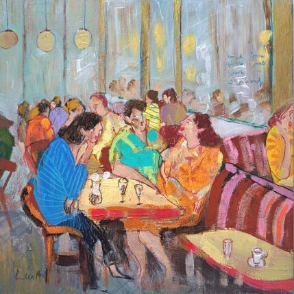 Painting Quiche lorraine et un verre de vin by Lourdes Ral | Painting Figurative Acrylic Life style, Urban