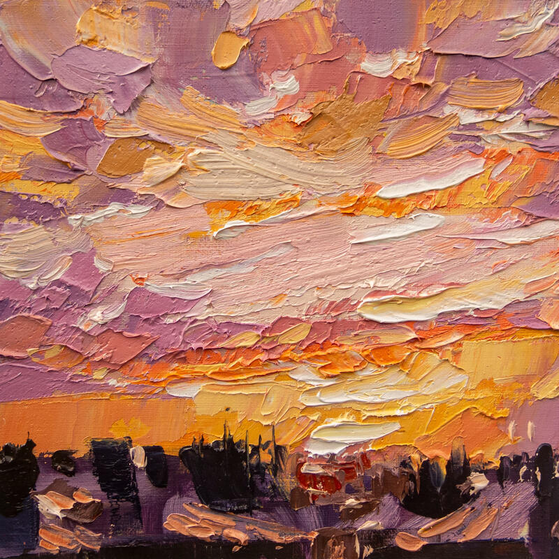 Painting Variaciones del cielo 5-8 by Fran Sosa | Painting Figurative Landscapes Oil