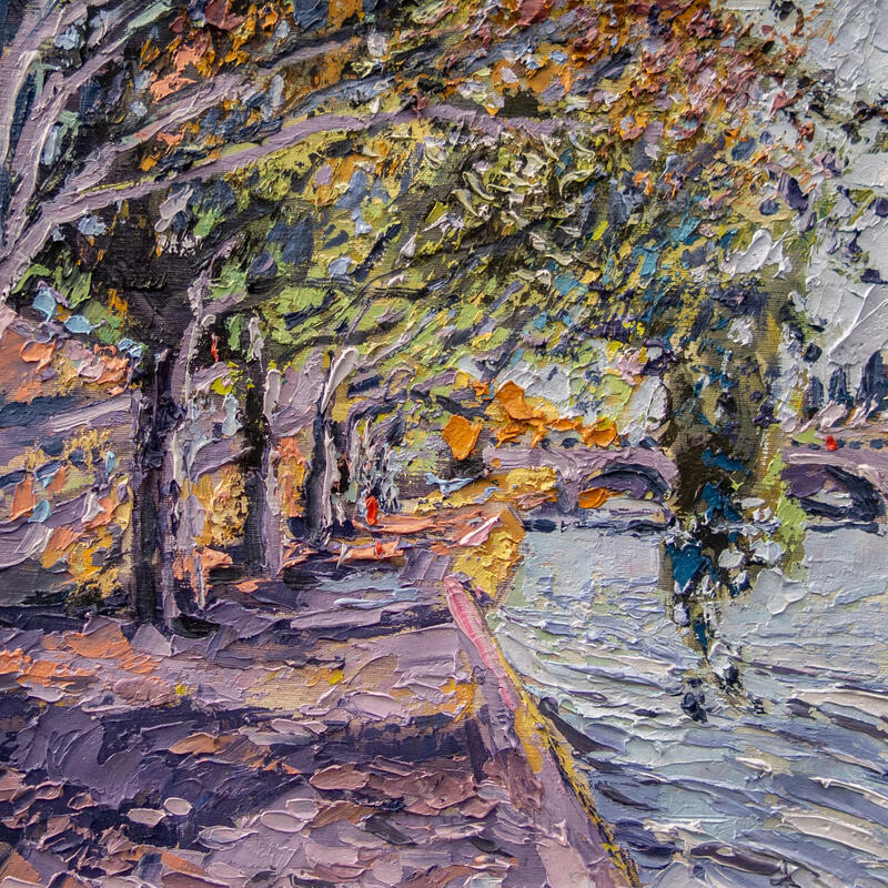 Painting Árbol sobre el Sena by Fran Sosa | Painting Figurative Landscapes Oil
