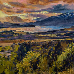 Painting Atardecer sobre el lago by Fran Sosa | Painting