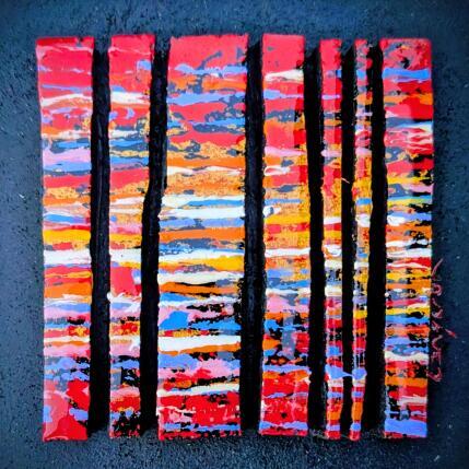 Peinture Bc7 fine rouge or bleu par Langeron Luc | Tableau Matiérisme Acrylique, Bois, Résine