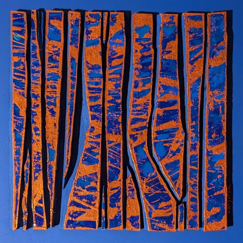 Gemälde Bc13 street bleu klein cuivre von Langeron Luc | Gemälde Materialismus Holz Acryl Harz