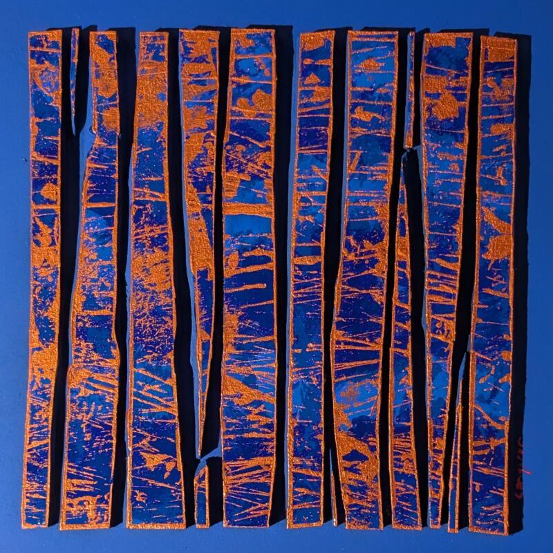 Gemälde Bc13 street 2 bleu cuivre von Langeron Luc | Gemälde Materialismus Holz Acryl Harz