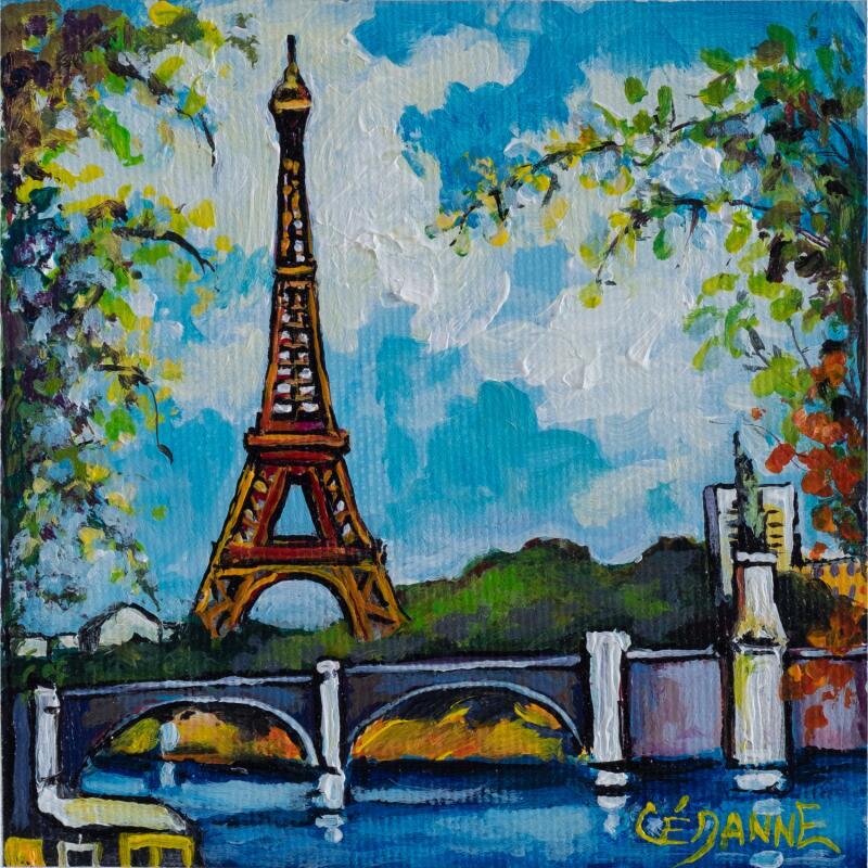 Painting L'ancien pont de Grenelle et la Tour-Eiffel by Cédanne | Painting Figurative Landscapes Urban Oil Acrylic