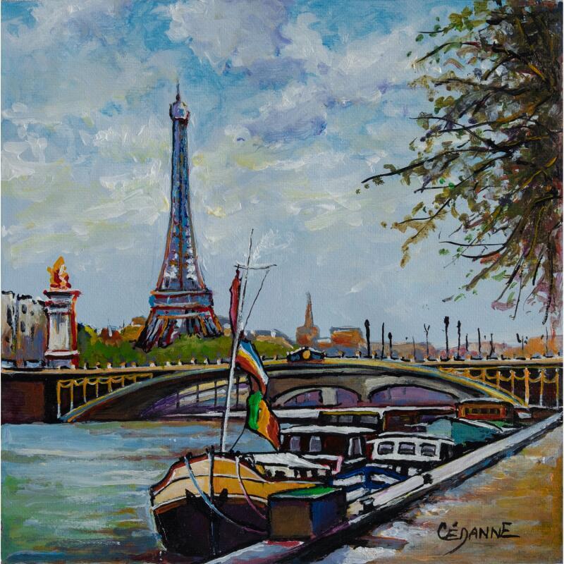 Painting Vue sur la Tour-Eiffel depuis les quais de Seine by Cédanne | Painting Figurative Landscapes Urban Oil Acrylic