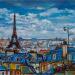 Painting La Dame de Fer surplombant les toits de Paris by Cédanne | Painting Figurative Landscapes Urban Oil Acrylic