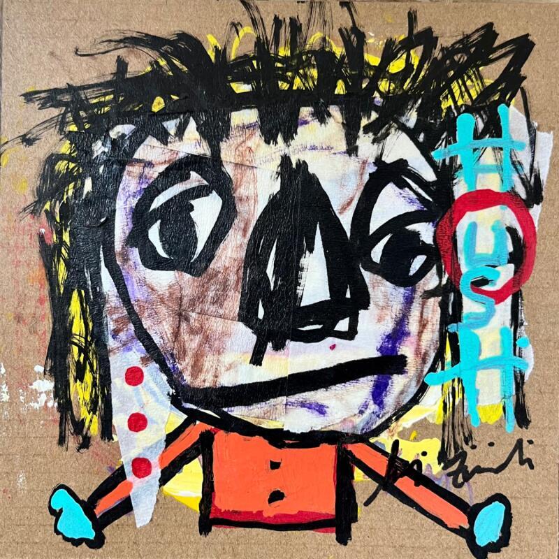 Painting HUSH by Zaïdi Larbi | Painting Raw art Acrylic Posca Pastel