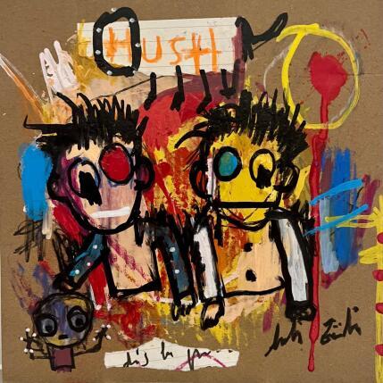 Painting HUSH by Zaïdi Larbi | Painting Raw art Acrylic, Pastel, Posca