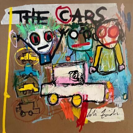 Painting THE CARS by Zaïdi Larbi | Painting Raw art Acrylic, Cardboard, Pastel, Posca