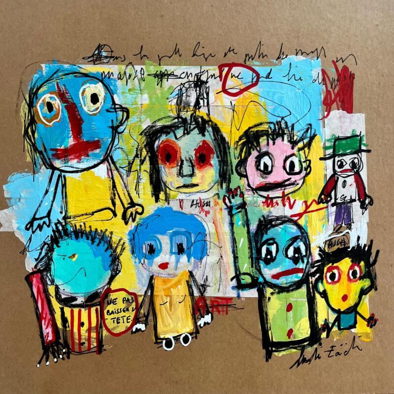 Painting NE PAS BAISSER LA TÊTE by Zaïdi Larbi | Painting Raw art Acrylic Posca Pastel