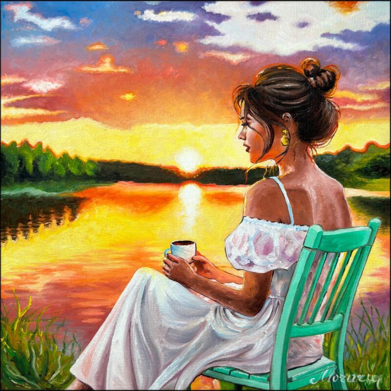 Peinture Soleil dans la tasse par Moraru Vadim | Tableau Réalisme Nature Scènes de vie Huile