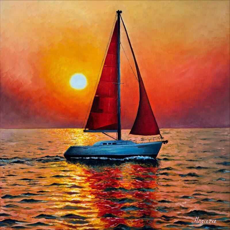 Painting Mer rouge by Moraru Vadim | Painting Realism Marine Nature Oil