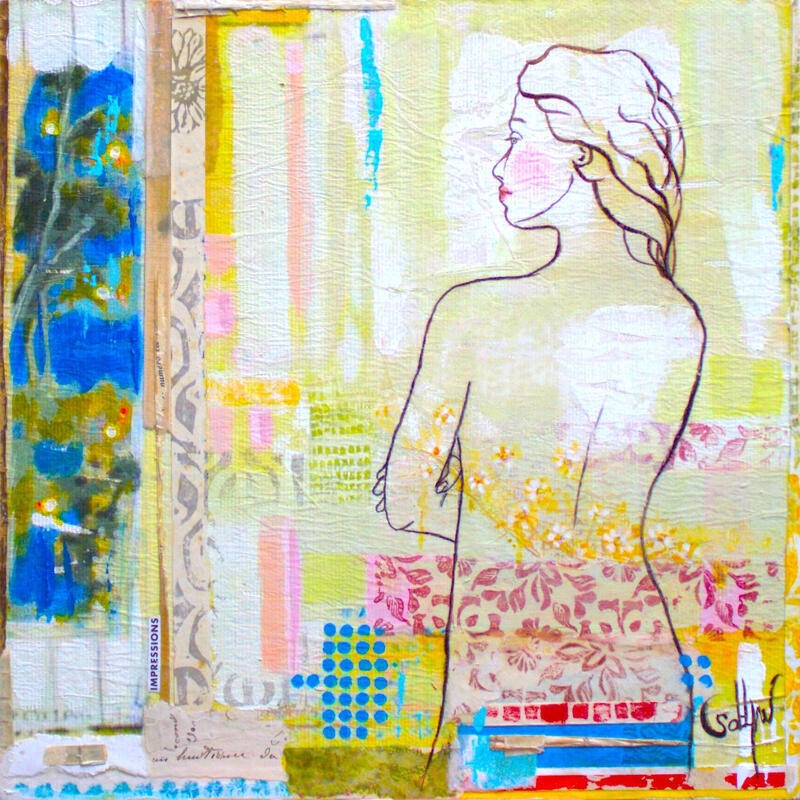 Painting HEURE DE VERRE by Sablyne | Painting Raw art Acrylic Ink