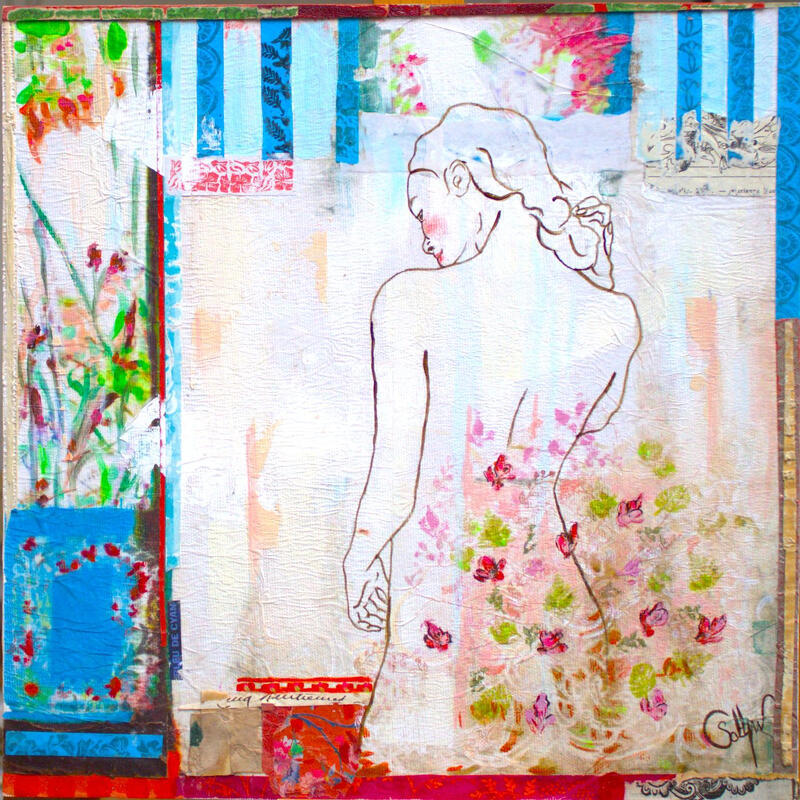 Painting L'INCURVEE by Sablyne | Painting Raw art Acrylic Ink