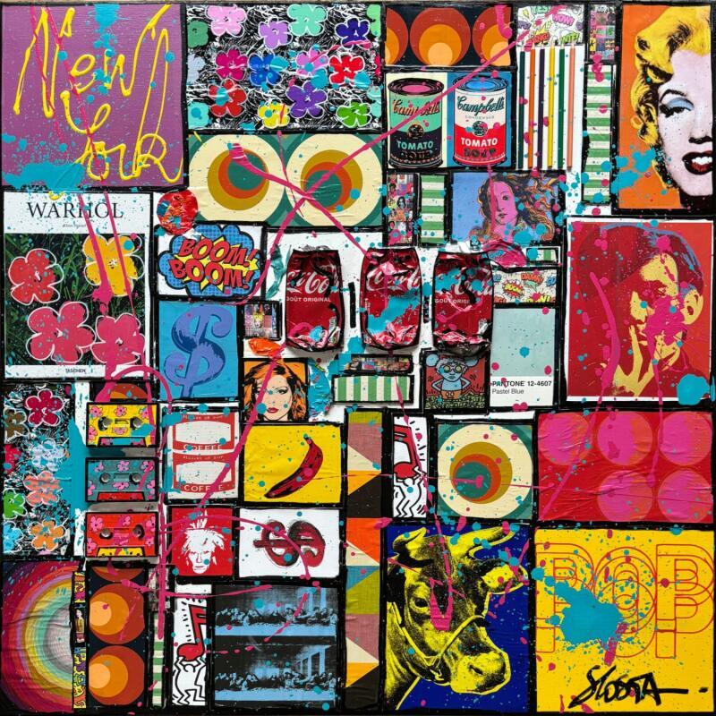 Peinture POP New York par Costa Sophie | Tableau Pop-art Icones Pop Acrylique Collage Upcycling