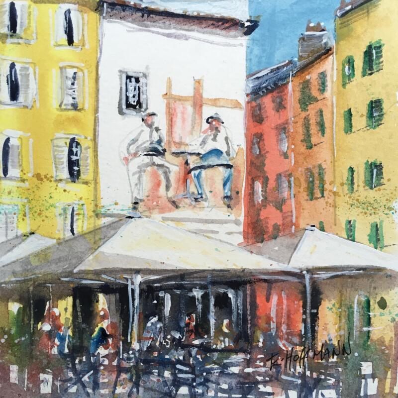 Painting Hommage à Raimu by Hoffmann Elisabeth | Painting Figurative Urban Watercolor