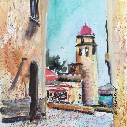 Painting Dame des Anges à Collioure by Hoffmann Elisabeth | Painting Figurative Watercolor Urban