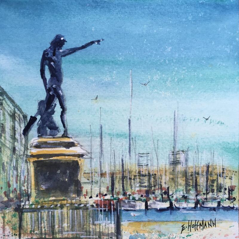 Painting Génie, doigt vers l'horizon by Hoffmann Elisabeth | Painting Figurative Urban Watercolor