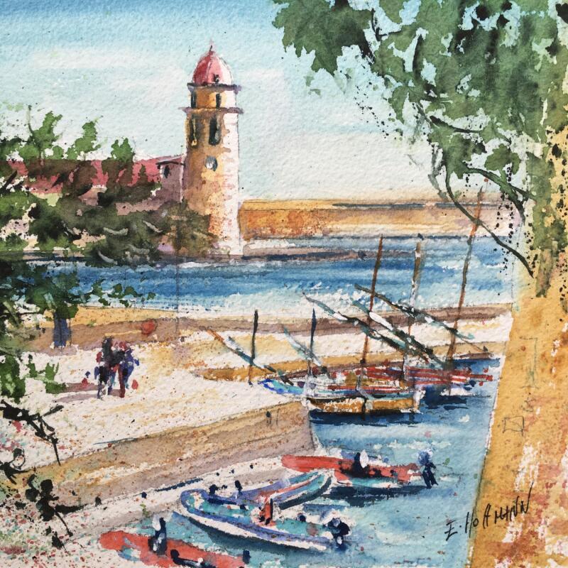 Painting Embarcation immédiate by Hoffmann Elisabeth | Painting Figurative Urban Watercolor