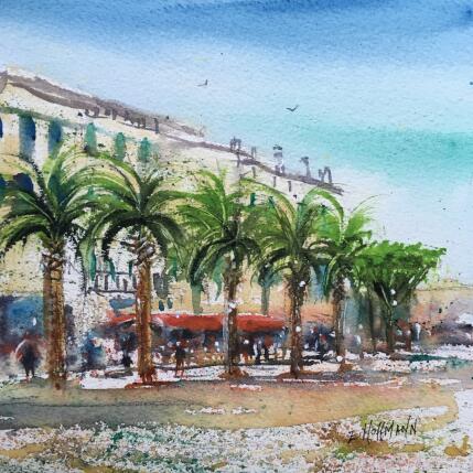 Painting Toulon, les palmiers by Hoffmann Elisabeth | Painting Figurative Watercolor Pop icons, Urban