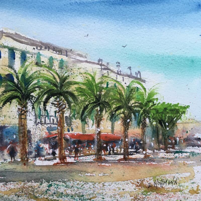 Gemälde Toulon, les palmiers von Hoffmann Elisabeth | Gemälde Figurativ Urban Aquarell