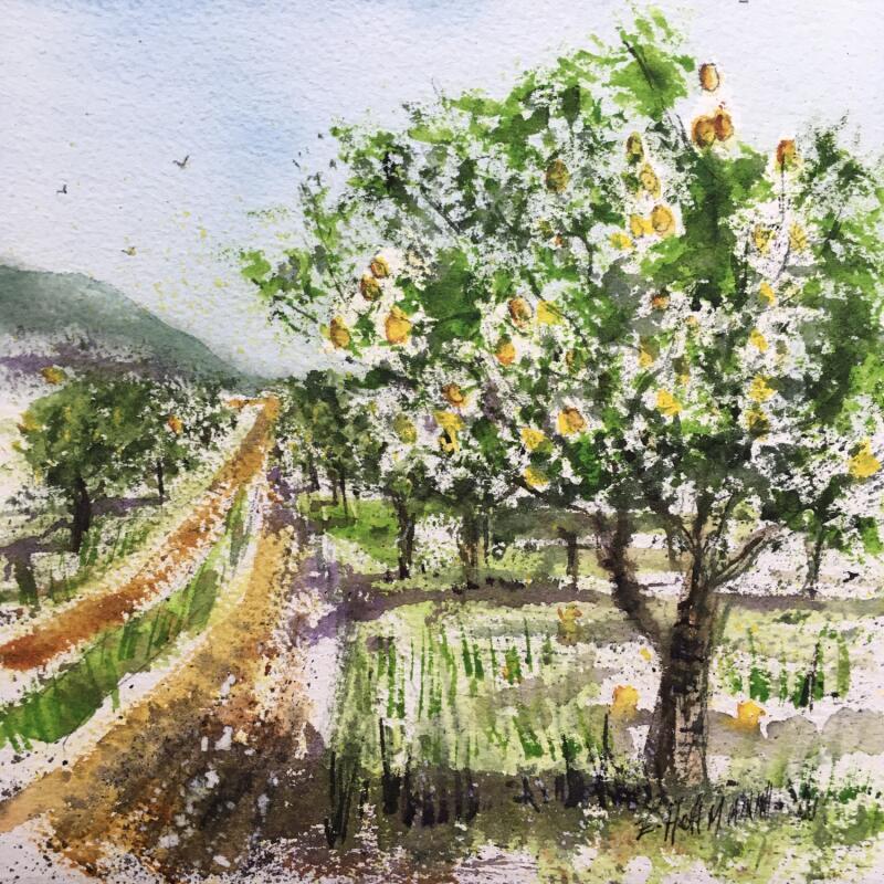 Painting Le citronnier by Hoffmann Elisabeth | Painting Figurative Urban Watercolor