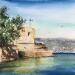 Painting Fort Balaguier by Hoffmann Elisabeth | Painting Figurative Urban Watercolor