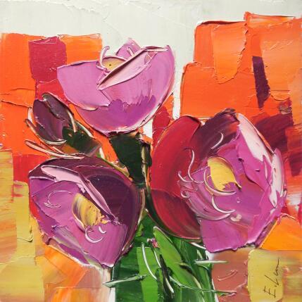 Peinture Pink desert Flowers par Lunetskaya Elena | Tableau Figuratif Huile Minimaliste, Nature, Paysages