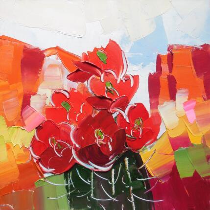 Peinture Fed desert flowers par Lunetskaya Elena | Tableau Figuratif Huile Minimaliste, Nature, Paysages