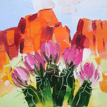 Peinture Flowers of the Desert  par Lunetskaya Elena | Tableau Figuratif Huile Minimaliste, Nature, Paysages
