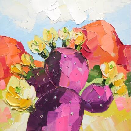 Peinture Purple prickly pear par Lunetskaya Elena | Tableau Figuratif Huile Minimaliste, Nature, Paysages