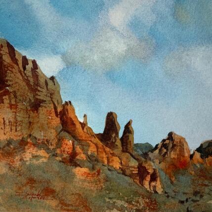 Painting SEDONA 305 by Seruch Capouillez Isabelle | Painting Figurative Watercolor Landscapes, Nature, Urban