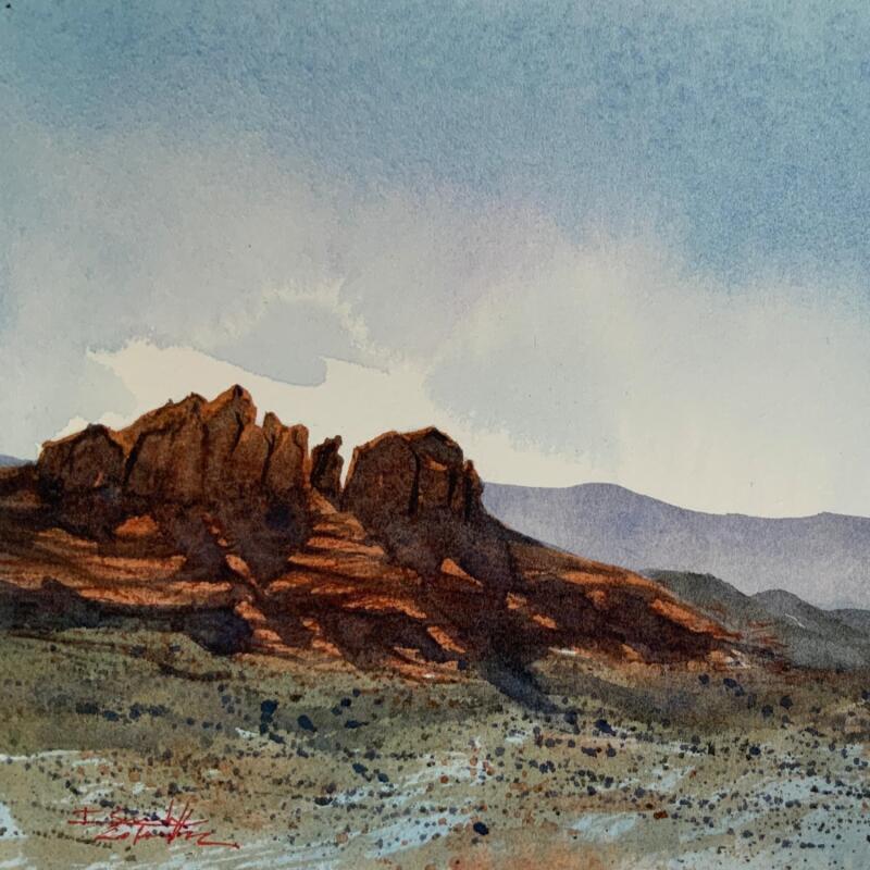 Peinture SEDONA 306 par Seruch Capouillez Isabelle | Tableau Figuratif Paysages Urbain Nature Aquarelle