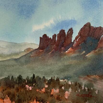 Painting Sedona 308 by Seruch Capouillez Isabelle | Painting Figurative Watercolor Landscapes, Nature, Urban