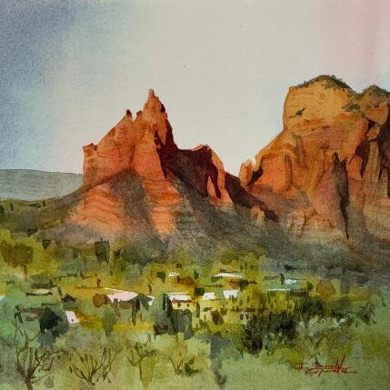 Peinture Sedona 310 par Seruch Capouillez Isabelle | Tableau Figuratif Aquarelle Nature, Paysages, Urbain