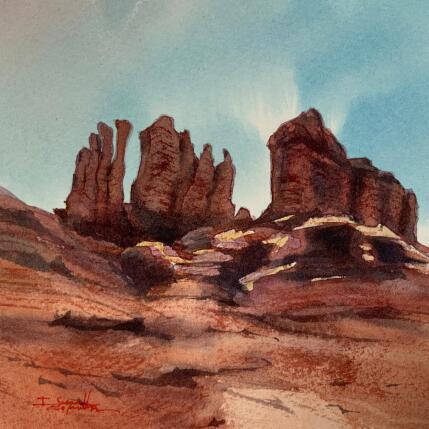 Peinture Sedona 313 par Seruch Capouillez Isabelle | Tableau Figuratif Aquarelle Nature, Paysages, Urbain