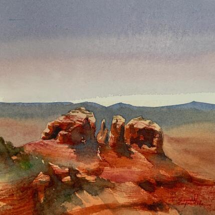 Peinture Sedona 315 par Seruch Capouillez Isabelle | Tableau Figuratif Aquarelle Nature, Paysages, Urbain
