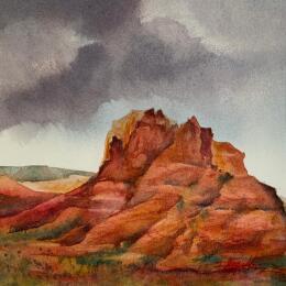 Painting Sedona 323 by Seruch Capouillez Isabelle | Painting Figurative Watercolor Landscapes, Nature, Urban