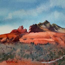 Painting Sedona 324 by Seruch Capouillez Isabelle | Painting Figurative Watercolor Landscapes, Nature, Urban