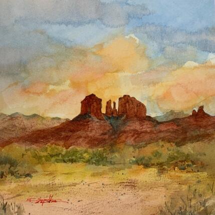 Peinture Sedona 139 par Seruch Capouillez Isabelle | Tableau Figuratif Aquarelle Nature, Paysages, Urbain