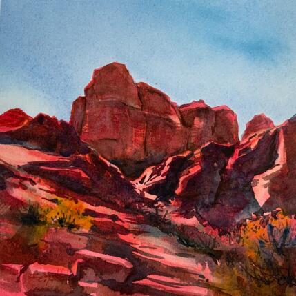 Peinture Sedona 138 par Seruch Capouillez Isabelle | Tableau Figuratif Aquarelle Nature, Paysages, Urbain