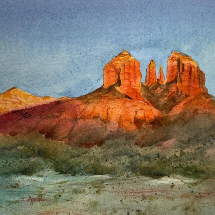 Peinture Sedona 137 par Seruch Capouillez Isabelle | Tableau Figuratif Aquarelle Nature, Paysages, Urbain