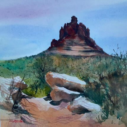 Painting Sedona 2144 by Seruch Capouillez Isabelle | Painting Figurative Watercolor Landscapes, Nature, Pop icons, Urban