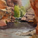 Painting Sedona 144 by Seruch Capouillez Isabelle | Painting Figurative Landscapes Urban Nature Watercolor