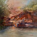 Painting Sedona 149 by Seruch Capouillez Isabelle | Painting Figurative Landscapes Urban Nature Watercolor