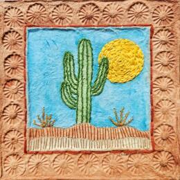 Painting Sahuaro and sun by Vazquez Laila | Painting