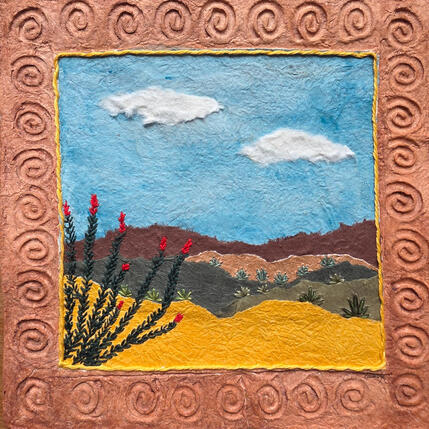 Painting Memory of land by Vazquez Laila | Painting Figurative Textile, Watercolor Landscapes